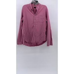 J. CREW Men's Red Textured Slim-Fit Long Sleeve Button-Up Oxford Shirt SZ XL